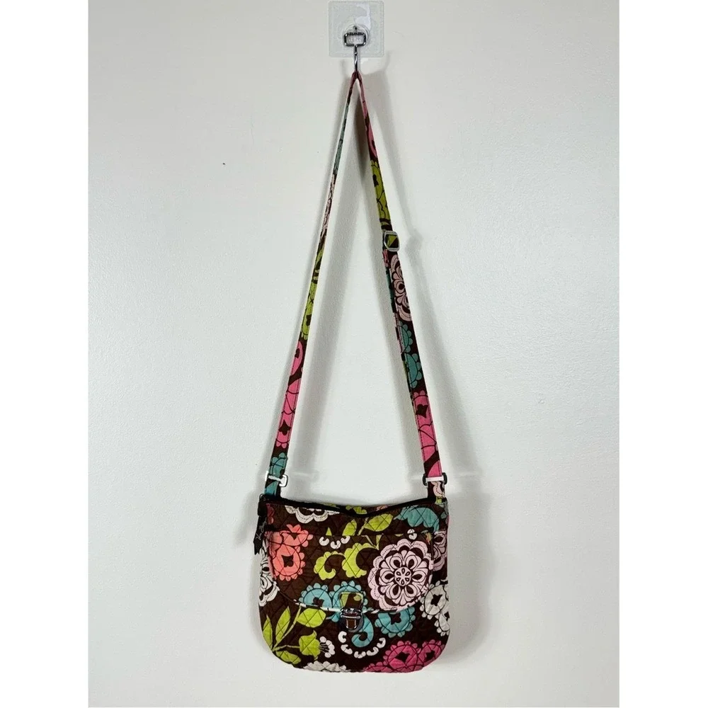 Vera Bradley Saddle Hipster Lola Crossbody Bag Quilted Turn Lock Bohemian